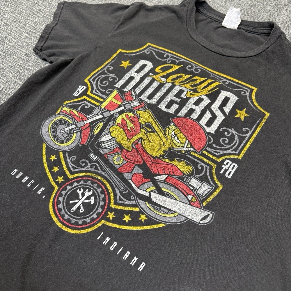 Garfield Lazy Riders Graphic T Shirt Black Mens Size Large Muncie Indiana